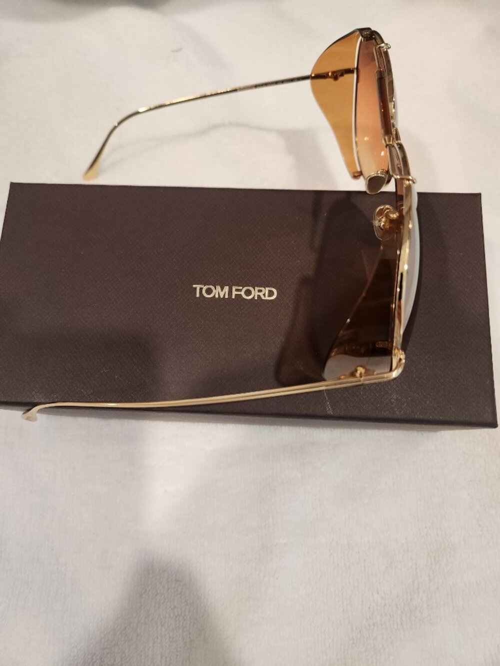 Tom Ford 62mm Oversized Pilot Aviator Sunglasses Beige - Excellent Condition - Picture 3 of 4